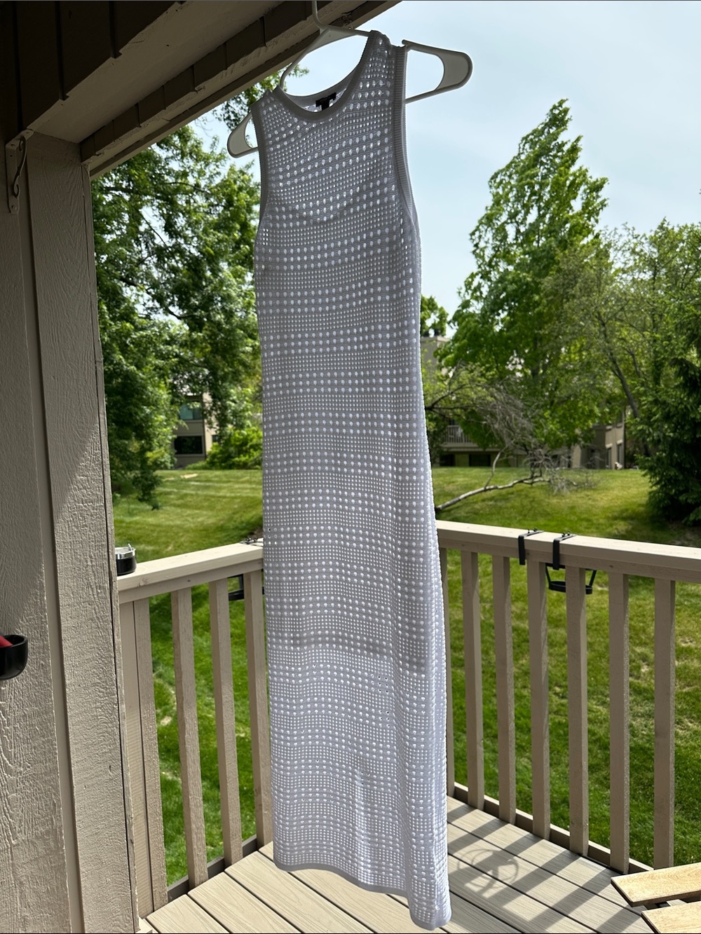 Express White Eyelet Midi Dress